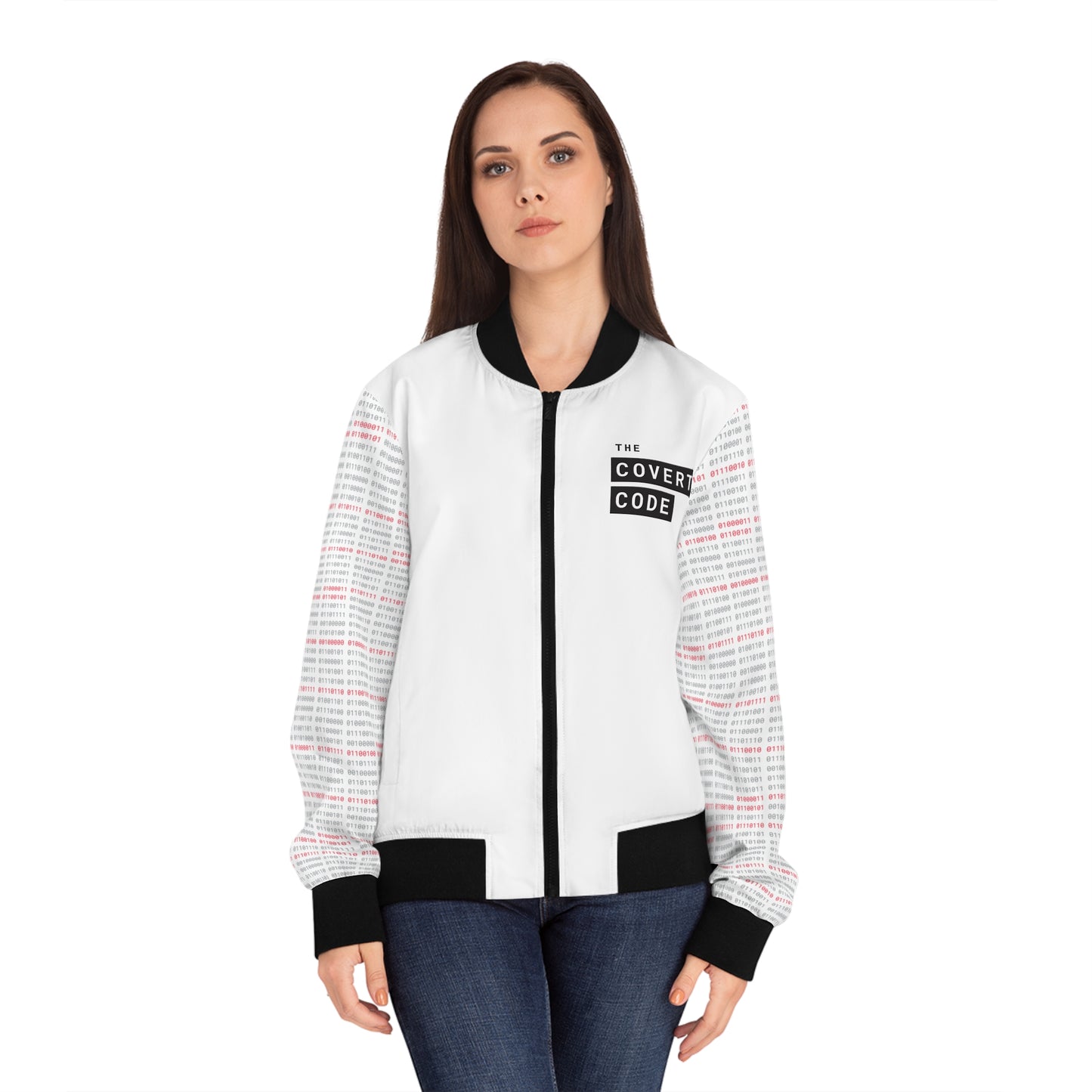 The Covert Code Women's Bomber Jacket (AOP)